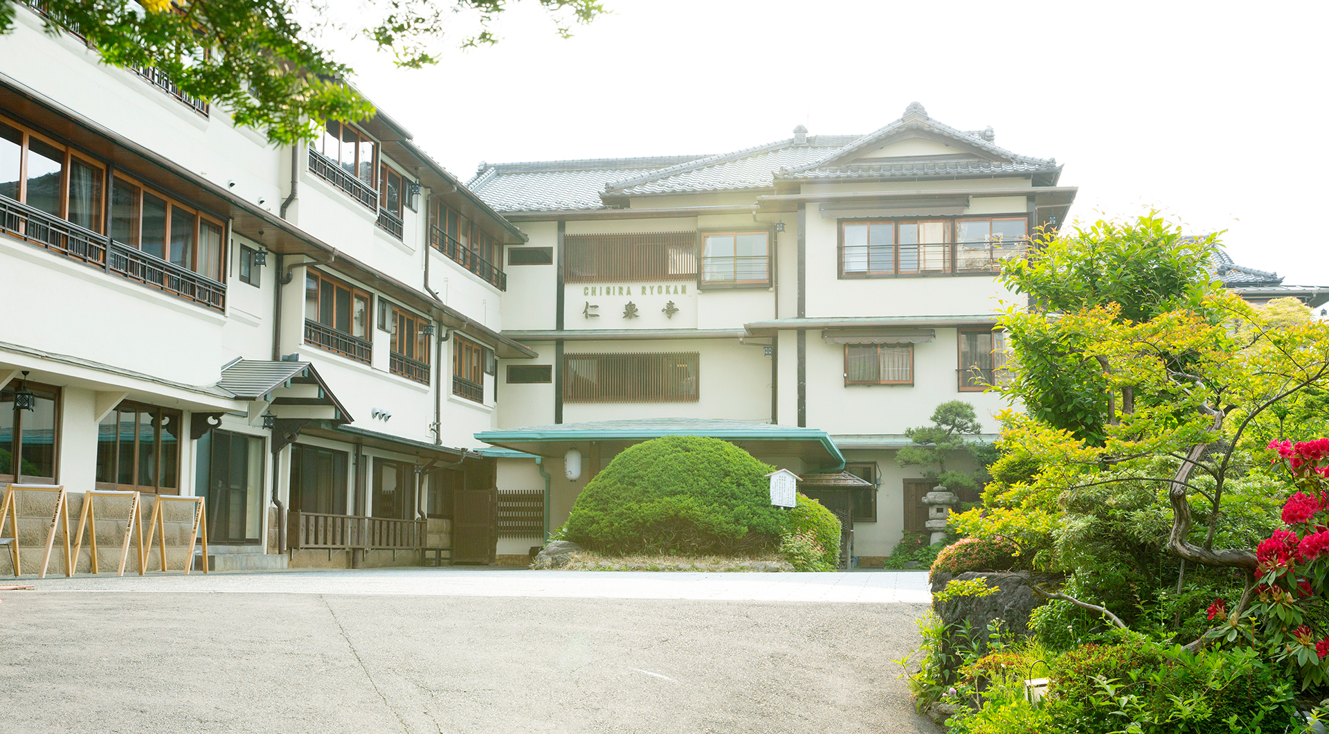 A301【戦前パンフ】ホトトギス館千明仁泉亭 （群馬縣伊香保温泉開祖） 鳥瞰図風絵地図・他 - 印刷物